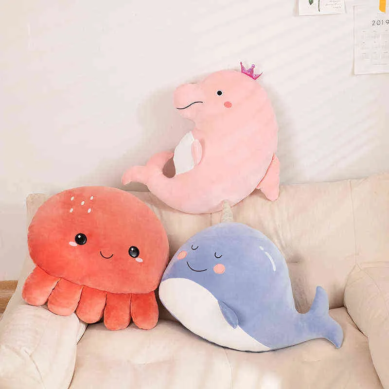 Cm cartoon octopus walvis dolfijn pluche speelgoed kawaii waterdieren plushie kussen gevulde zachte sofa kussen huisdecor cadeau j220704