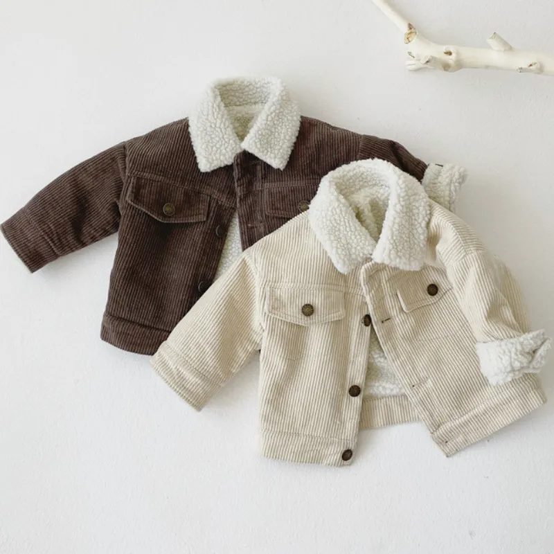 Manteau De Mode Bébé Fille Garçon Veste D'hiver En Velours Côtelé De Fourrure Épais Infant Toddler Enfant Manteau Chaud Bébé Outwear Vêtements De Haute Qualité 15Y 220826