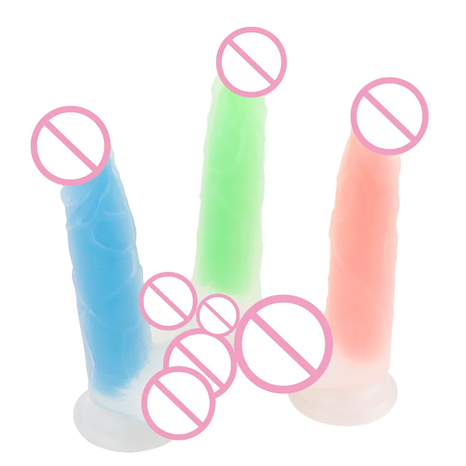 7,5 cala ciekła silikonowa realistyczna dildo przezroczysty pawi fluorescencyjny luminescencyjny penis Lifee Fille Masturbation Massager