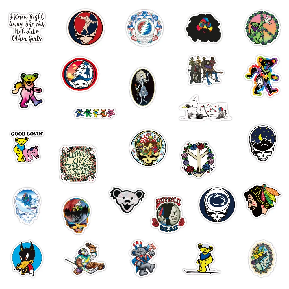 New Waterproof Rock Music Band Grateful Dead Stickers Decals Skateboard Motorcycle Laptop Phone Car Luggage Cool Stick5858280