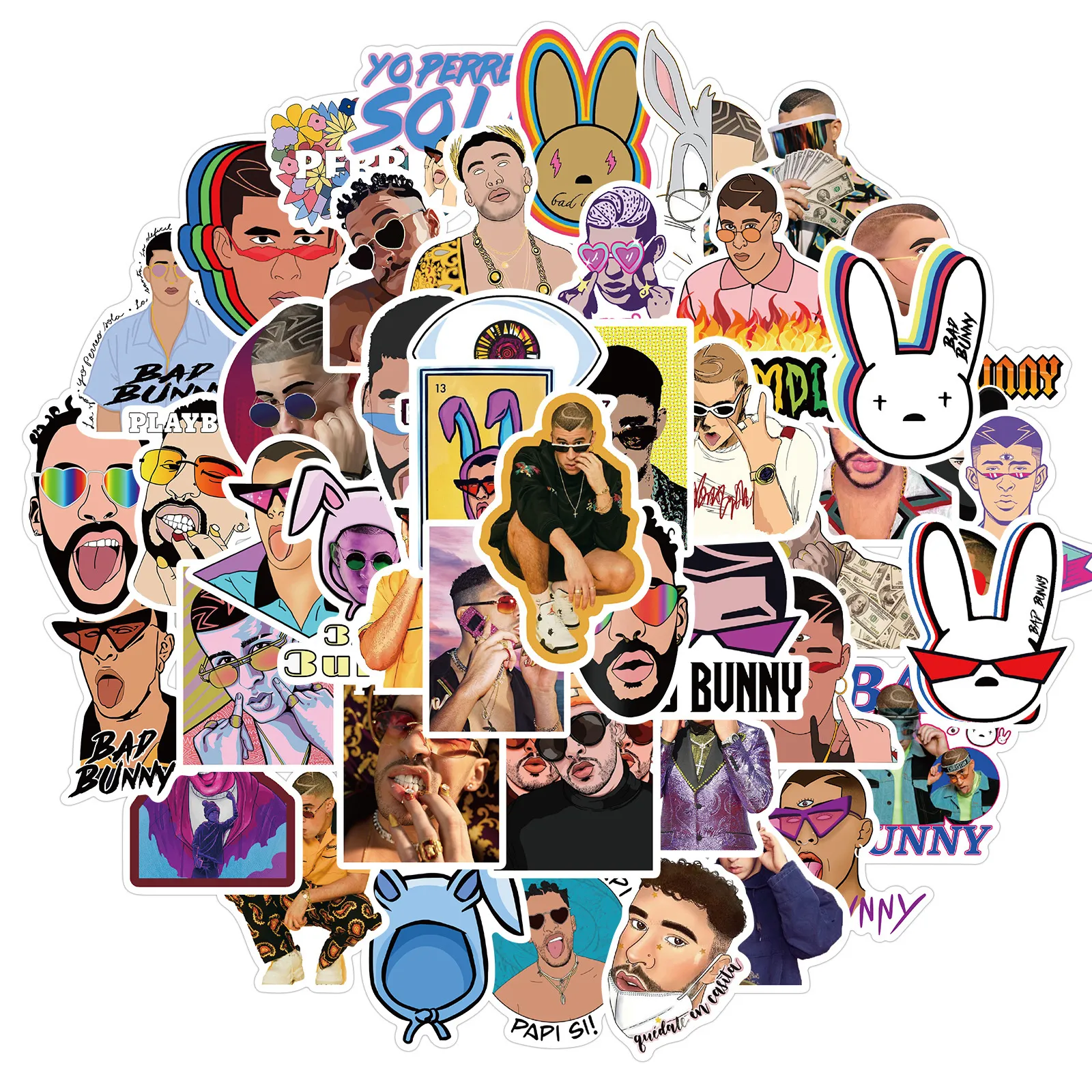 Nuovo Sexy 50 PZ Cantante Bad Bunny Cool Graffiti Adesivi FAI DA TE Laptop Chitarra Bagagli Frigo Impermeabile Cartoon Sticker Decal Kid Classico Giocattolo