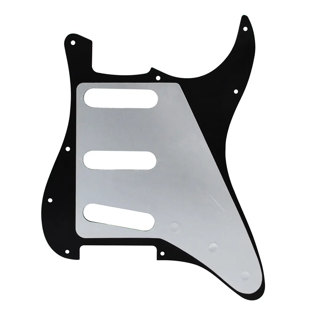 1 Conjunto SSS Guitar Pickguard Canhoto 11 Orifícios Scratch Plate Backplate Parafusos Black Pearl Para Parte de Guitarra Elétrica