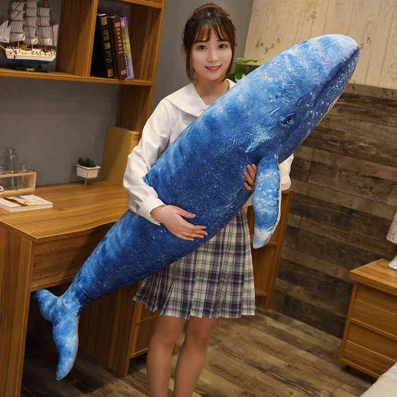 CM Big Beautiful Blue Whale knuffels schattige creatieve dieren haaienpop zacht gevulde speelgoed vis kinderen meisjes Xmas cadeau J220704