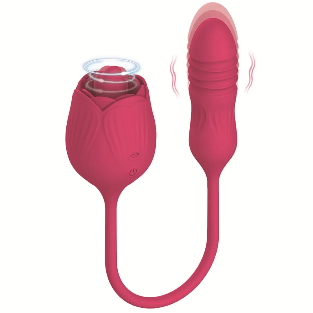 Muntlig tunga slickar rosvibrator för kvinnor teleskopiska dildo sexiga leksaker klitoris skit skinkare vagina tryckande massager kvinnlig onani