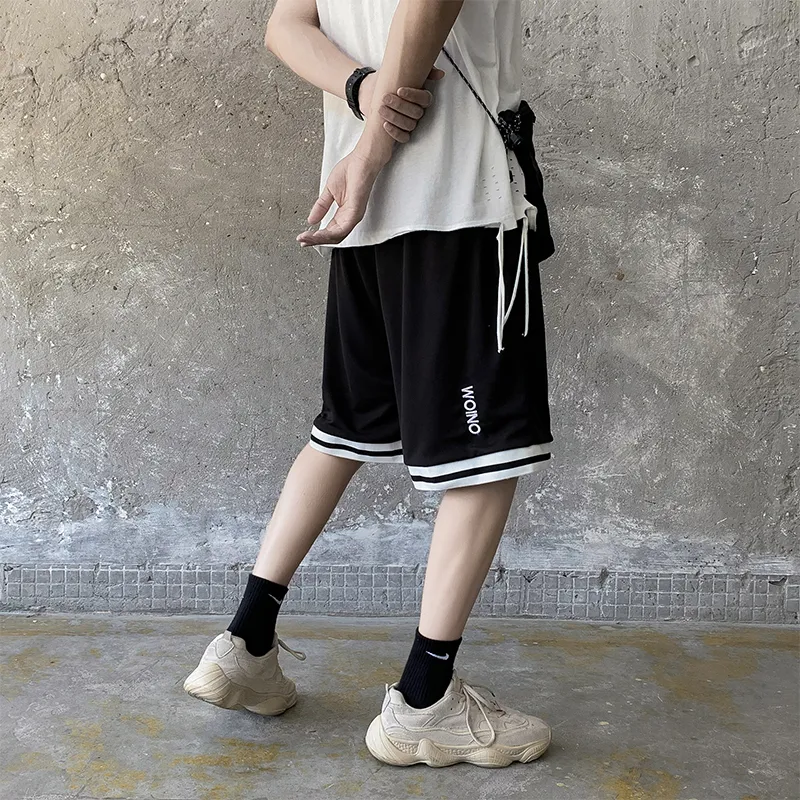 Men Casual Shorts Letter Printed Young Summer Breathable Running Drawstring Knee length Trousers Harajuku Basketball Ulzzang BF 220715