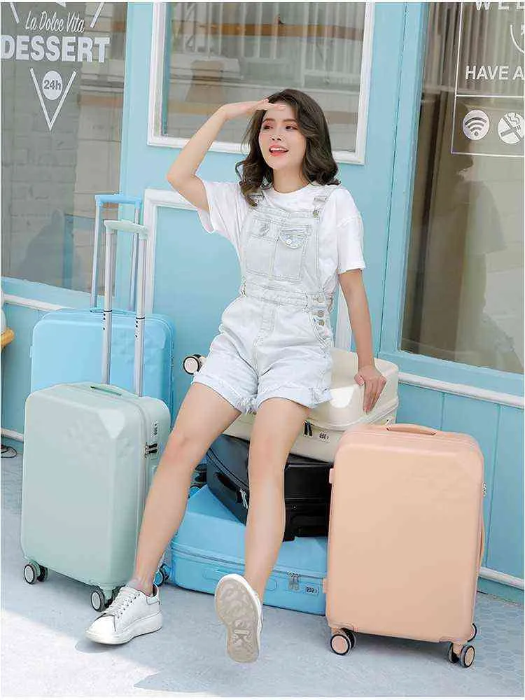 Pouce haute qualité bagages femme étudiante valise d'embarquement chariot à roue universel boîte de mot de passe J220707