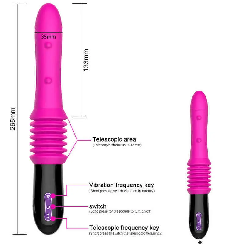 NXY DILDOS DONGS Controle remoto sem fio Vibrador de impulso automático Vibrador de sucção forte Vibradores telescópicos Brinquedos sexuais para mulheres 220511