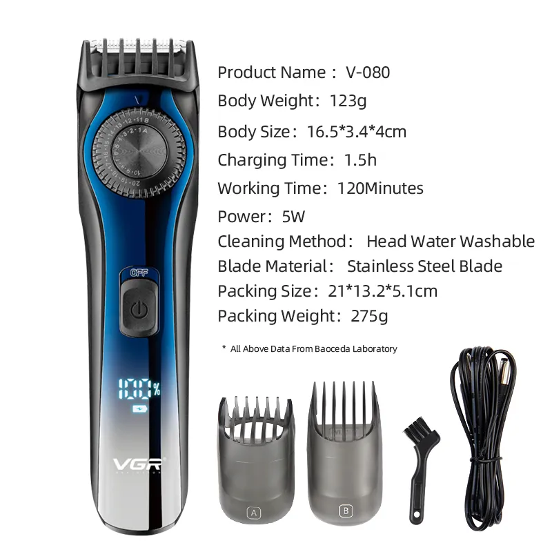 Razor LCD Screen Powerful Trimmer Cutting Machine Barber Haircut Professional Hair Clipper Rechargeable 220712