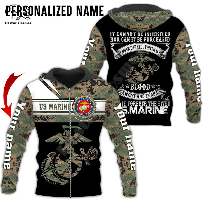 PLstar Cosmos USMC Marine Corps 3D Printed Fashion Hoodies Sweatshirts Zip Hooded For Man Woman Casual Streetwear U14 220706