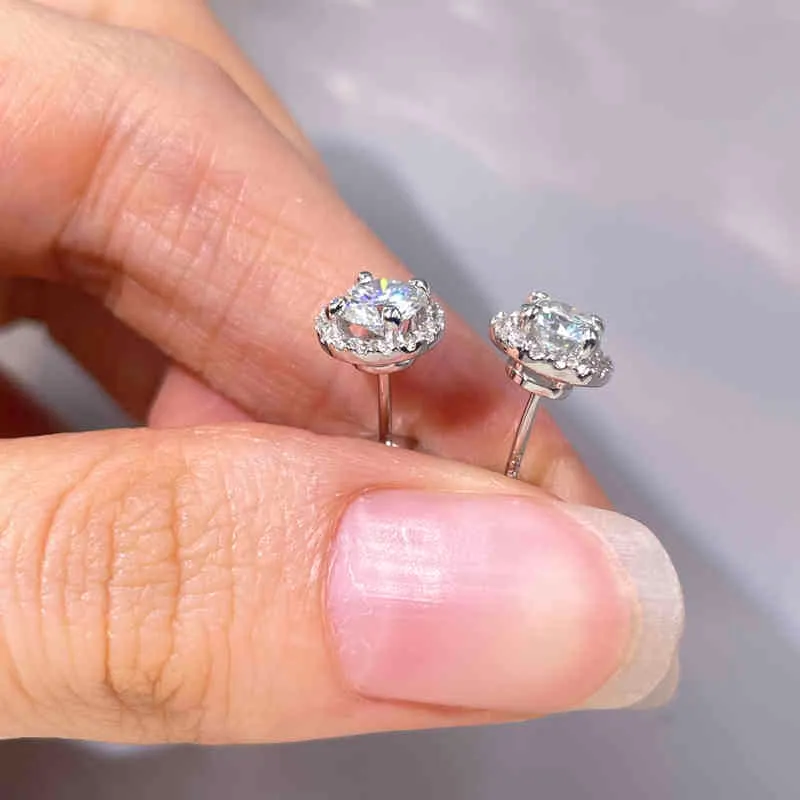 Tianyu Gems Silver 5mm/65mm Moissanite Diamond Earring 925 Women Gold Plated Classic Round VS Gemstone Fine Jewelry Accessories