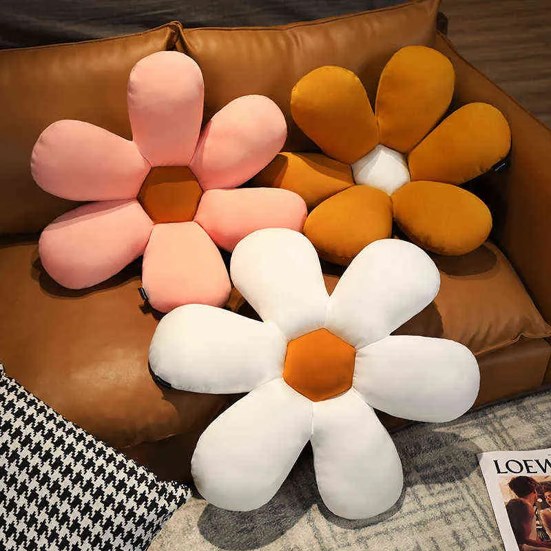 CM Mooie Daisy Flower Plush Cushion Ins Home Decor Sofa Plants Dolls Gevuld voor meisjes Kinderen Verjaardagsgeschenk J220704