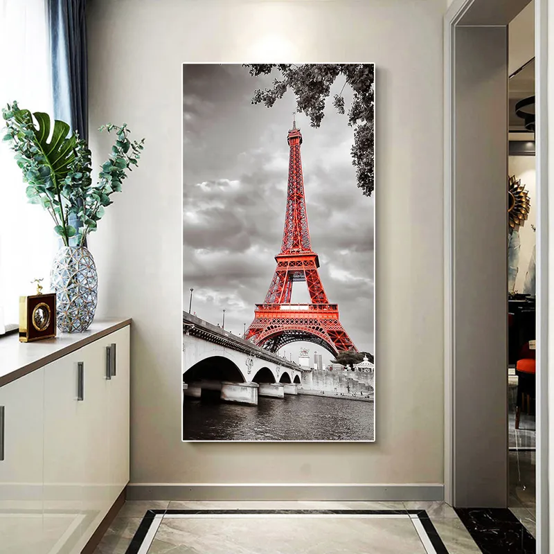 Franch Eiffel Tower Canvas Painting Wall Art Modern Architectural Landscape Poster and Print Pictures for Living Room Home Decor