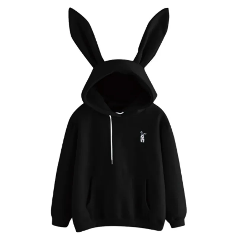 QRWR Automne Hiver Femmes Hoodies Kawaii Oreilles De Lapin Mode Sweat À Capuche Casual Solide Couleur Chaud Sweat Pour 220324