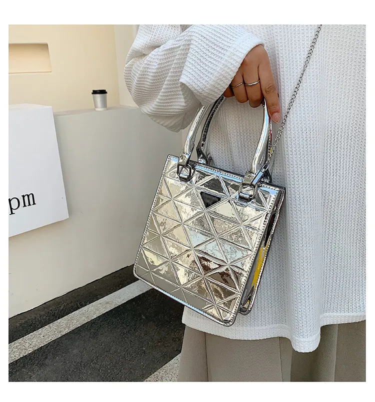 Брендовая универсальная маленькая зеркальная сумка в западном стиле, женская модная сумка-мессенджер из лакированной кожи с блестящим бриллиантом на одно плечо tot328e