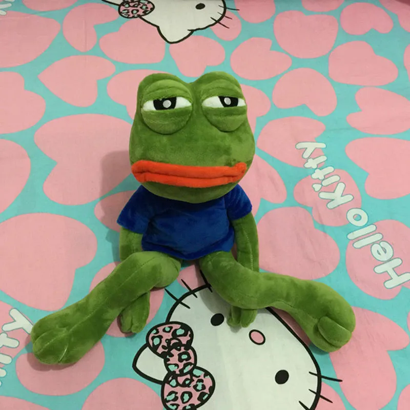 45 cm Spielzeug Weiches Gefülltes Kissen Magischer Ausdruck Pepe Der Traurige Frosch Tier Plüschpuppe Geburtstagsgeschenke Für Kinder 220702