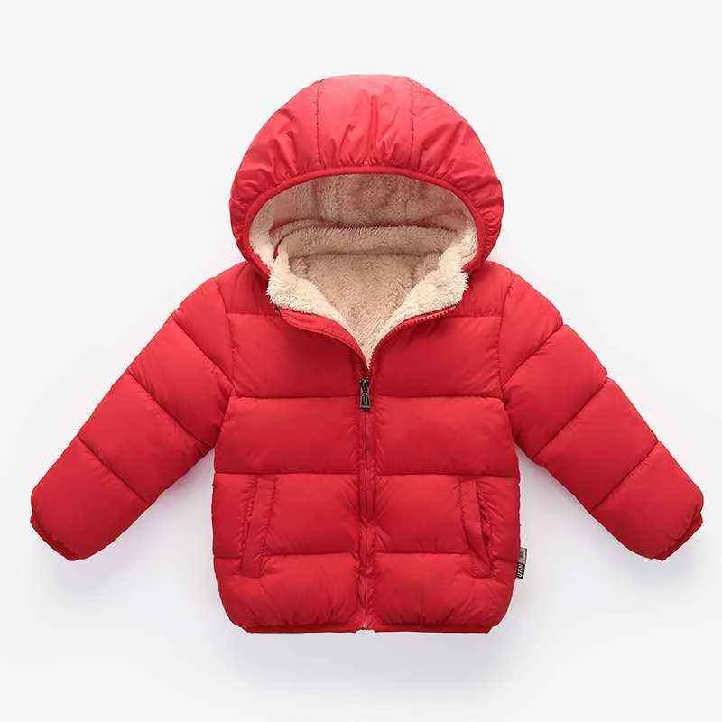Katoenkleding voor kinderen Winter plus fluwelen jongens baby dikke jas afneembare dop gevoerde jas fleece voering bovenkleding casual j220718