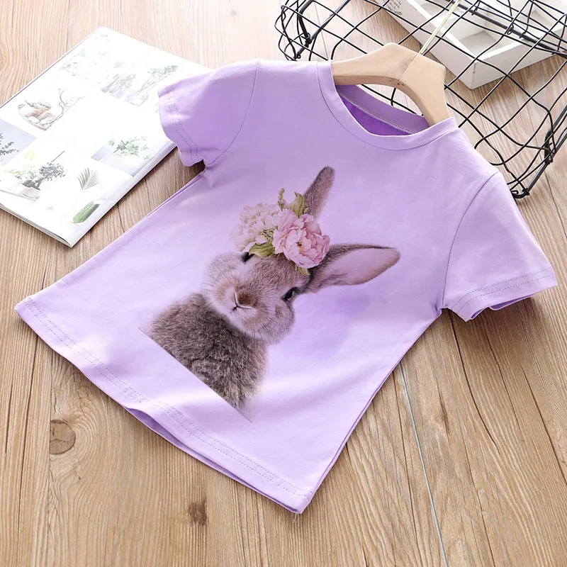 3 kolor słonia śmieszne kawaii dziewczęta ubrania streetwearu streetwearne koszule okrągły szyja dziewczynka tops