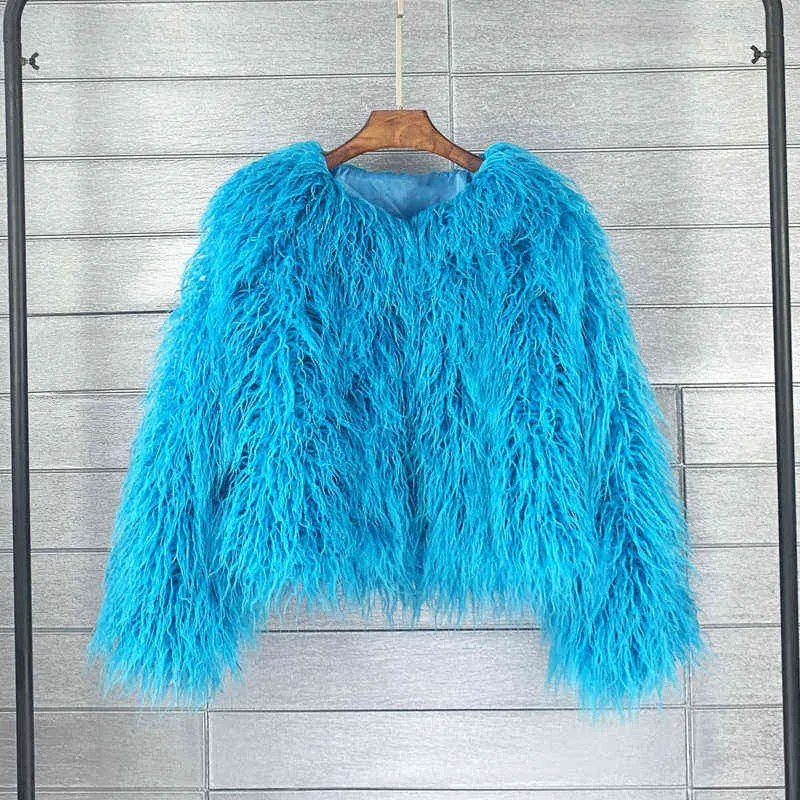 خريف شتاء 2021 Faux Faux Fur Coat Women Curly Curly Fare Fur Jacket Coats Streetwear Ladies Shicay Warm Warm Overwear T220810