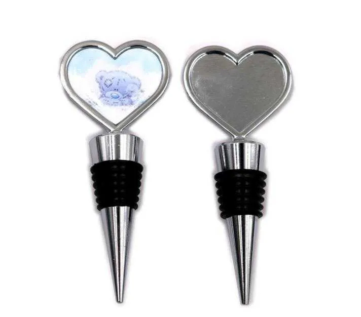 Heart Blank Metal Wine Bottle Stopper For DIY Crystal Dome Cabochones Accessory