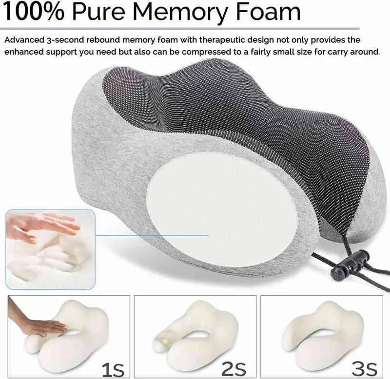 U-Shape Massage Pillow Travel Airplane Memory Foam Cervical Neck Pillows Car Head Neck Rest Air Cushion for Sleep Health Care 220507