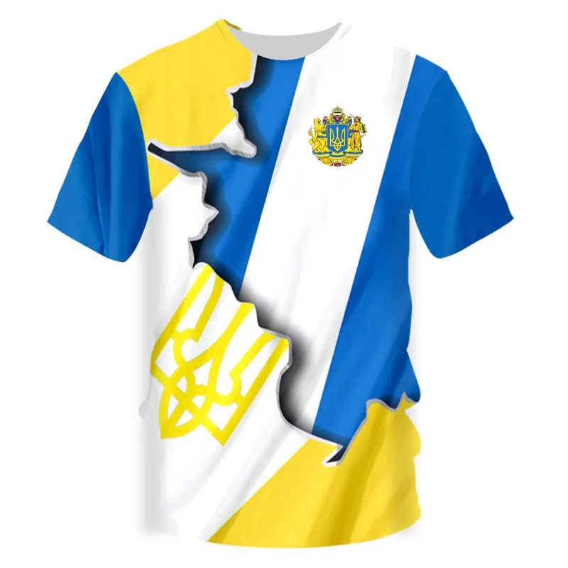 Design Ukraina Męska koszulka 3D Digital Print Ubranie dla Ukrainy Football Shirt Custom Drop Hurtant 220619