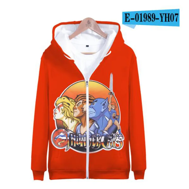 Thundercats 3d imprimez zip up up hoodie sweat-shirt streetwear hip hop zipper veste à capuche