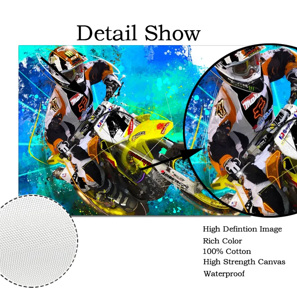Motorcycle Championship Watercolor Graffiti Motorcycle Racers Canvas Painting Wall Art Posters for Bedroom Home Decoration