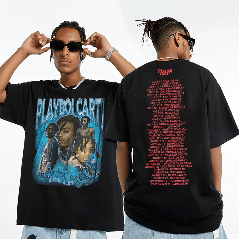 Rap Playboi Carti Europäischen und Amerikanischen Straßen Vintage HipHop T-shirt Männer Kurzarm Baumwolle T Shirts Musik T-shirt Kleidung 220629