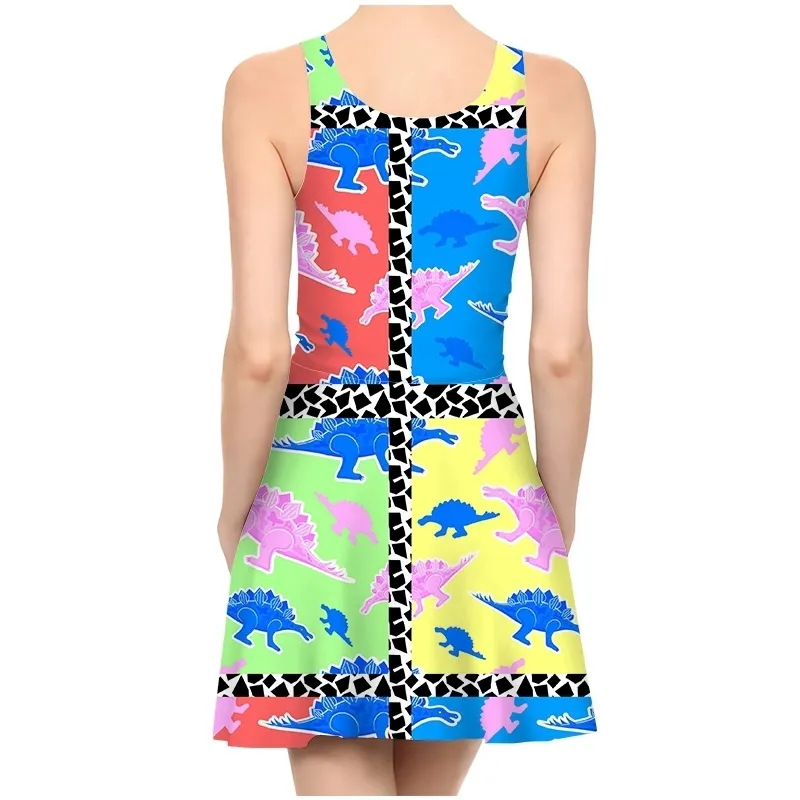 Renkli desen hayvanlar bayanlar yaz partisi kızlar 3d baskı kolsuz elbise seksi moda plaj 220617