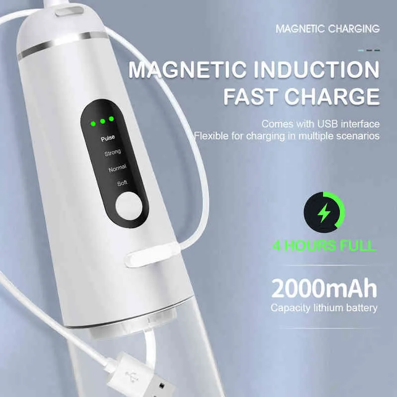 350 ml orale irrigator water flosser USB oplaadbare straaltandreiniger tandheelkundige tanden bleken met 4 sproeiers 220513