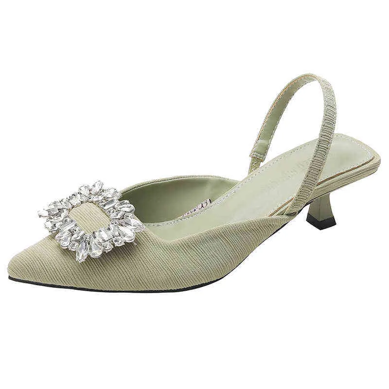 Spring pointed rhinestone silk stiletto high-heeled dress bridal wedding shoes large size small size fashion women's single shoe G220527