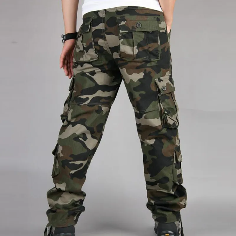 Camo byxor män militär multi pocket last byxor hip hop joggers urban overall outwear camouflage taktisk grossist 220325