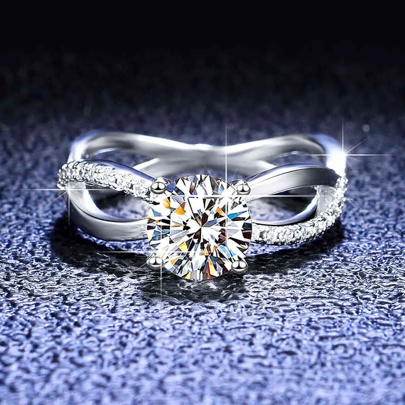 Aangepaste ster Sparkle Queen Mozanstone Paar Ring Gift Voorstel Engagement Design Luxe S925 Sterling Zilveren Sieraden