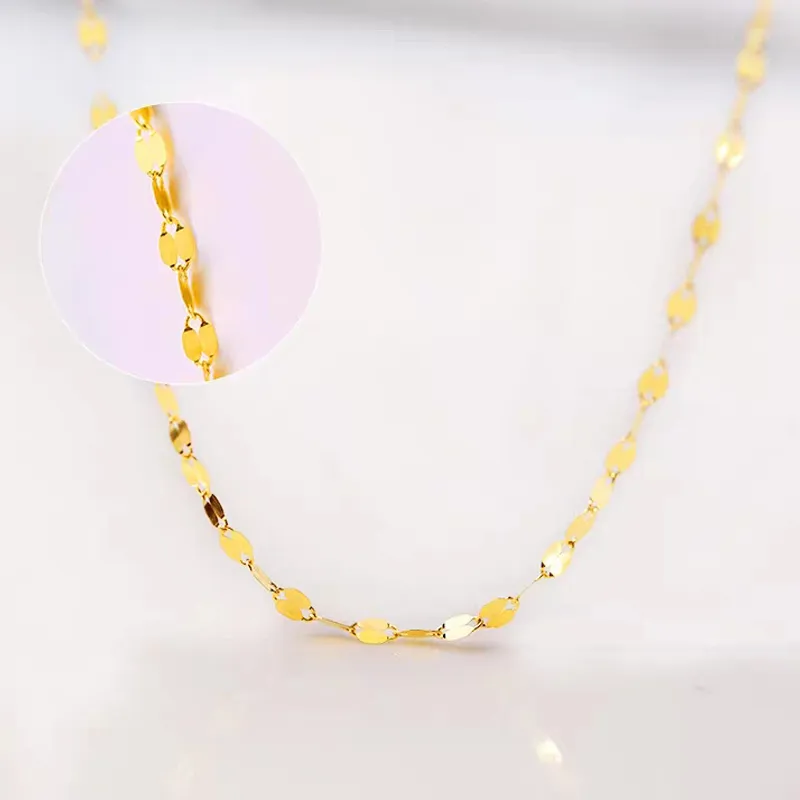 YUNLI Real 18K Gold Jewelry Necklace Simple Tile Chain Design Pure AU750 Pendant for Women Fine Gift 220722