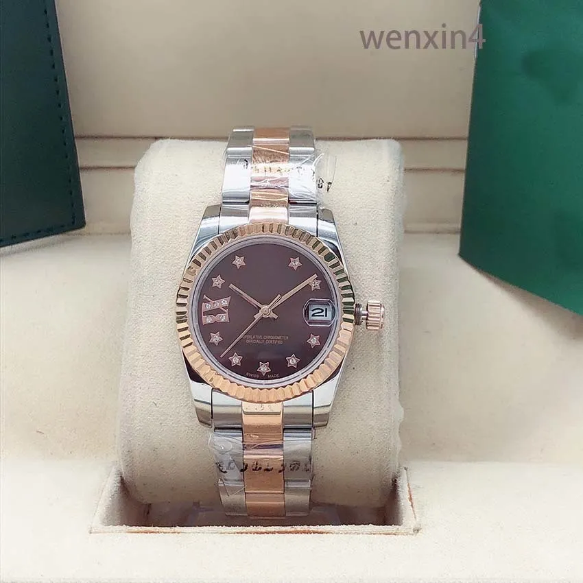 Classic Women Watch Stainless Steelrecision Automatic Stainless Steel Strap Waterproof 31mm Bezel star tooth ring and aperture