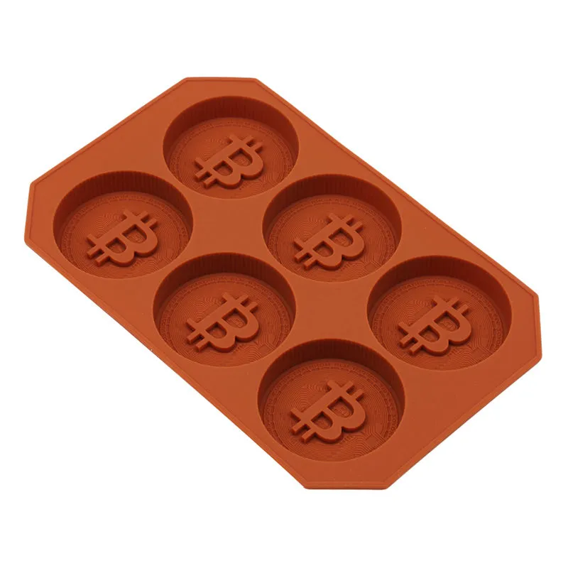 Инструменты 6 Шоколадной силиконовый биткойн плесень кубика кубика кубика кондитерской конфеты конфеты для формы торт