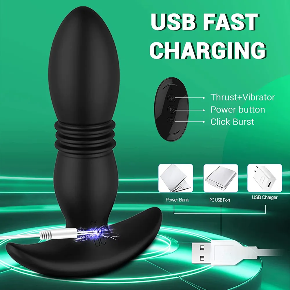 Anal Vibrator Thrusting Prostate Massager with 7 Vibrations 7 Modes for Butt Plug sexy Toy Prosate Massage