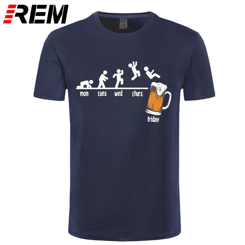Freitag Bier Trinken O Hals Männer T-Shirt Zeitplan lustiger Montag Dienstag Mittwoch Donnerstag Digitaldruck Baumwoll-T-Shirts 220509