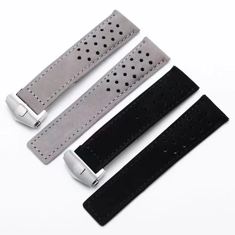 Men039S의 진정한 가죽 watchband 접이식 버클이있는 스트랩 20mm 22mm 회색 검은 색 브라운 소 Leathr 밴드 22056560996