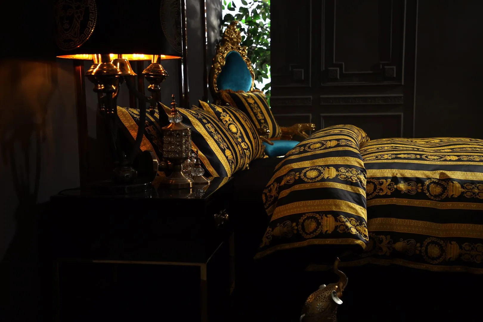 Designer Luxury Black Bedding Sets 100 Cotton Woven king Size European Style Quilt Cover Pillow Cases Bed Sheet Duvet Comfort240R