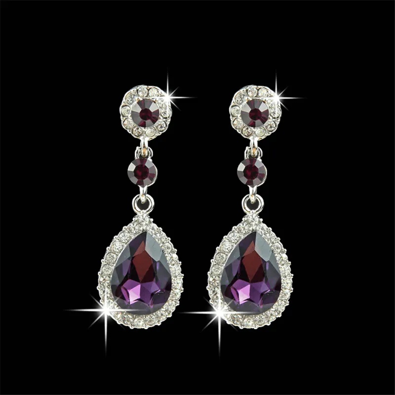Shining Fashion Crystals Studs Earrings Dangles Silver Rhinestones Long Drop Earring for Women Iced Out Bridal Jewelry Lu329O