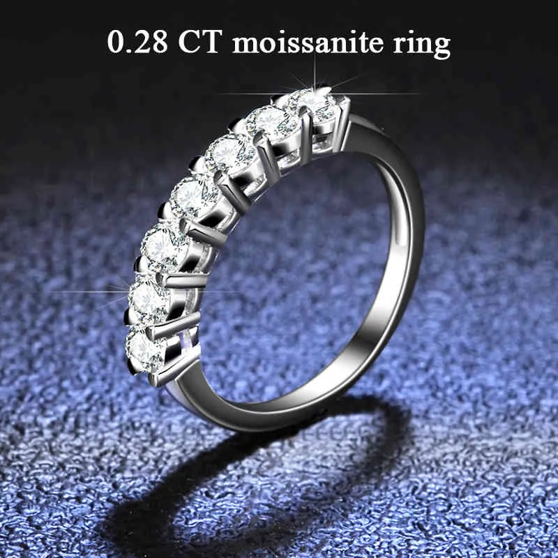 100 % 패스 테스트 Moissanite 링 플래티넘 도금 스털링 실버 라운드 컷 다이아몬드 웨딩 밴드 링 세트 여성 선물