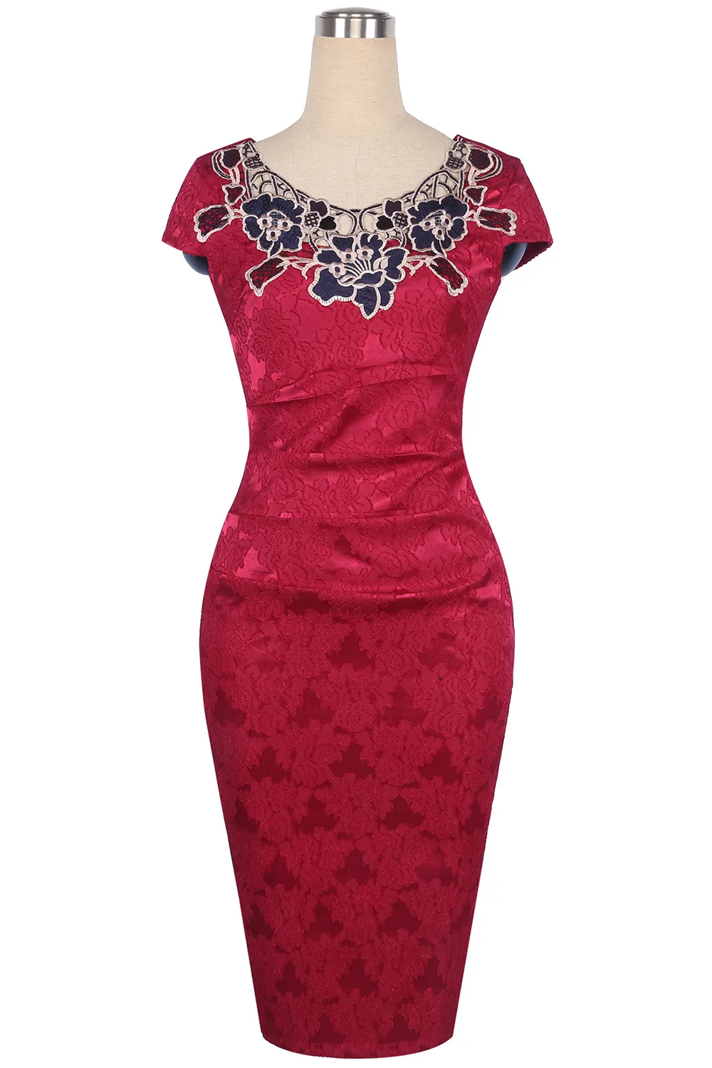 Elegante schede vintage jurk 50s 60s retro voor vrouwen marine rode bloemen nekband midi feestjurken fs1091 fs0009 fs0018 fs1393