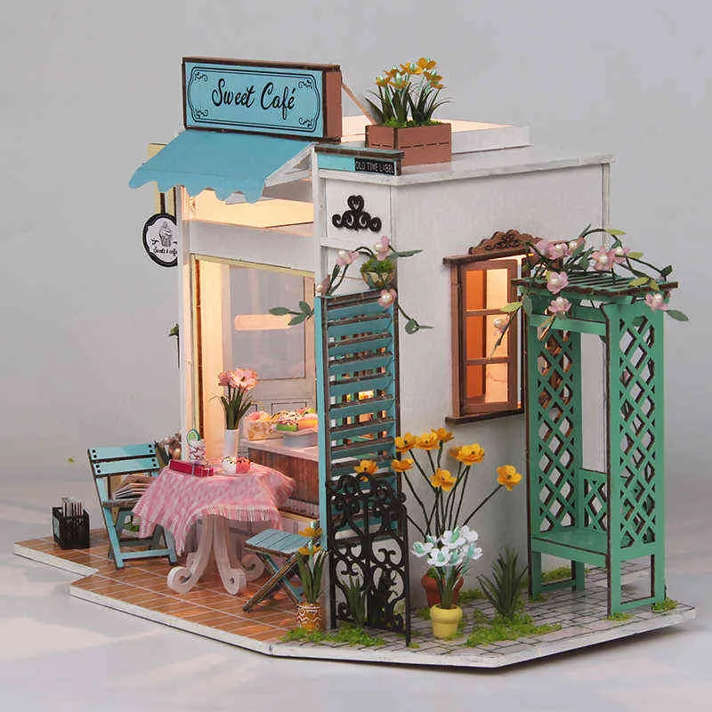 DIY miniaturowy zestaw do lalki budynku mini house zabawka pokój pokój dzieci dar urodzinowy drewniane meble dla lalek drewniane dom