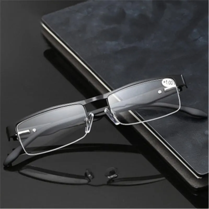 Солнцезащитные очки Титановые полуоправные очки для чтения, несферические 12-слойные линзы с покрытием, очки для дальнозоркости по рецепту, дальнее зрение2791