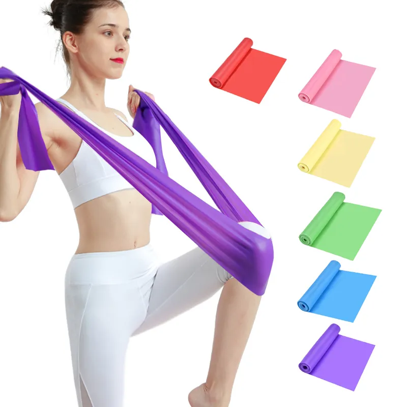 Yoga Pilates Stretch Resistance Band träning Fitness Band Training Elastic Training Fitness Rubber 150cm Natural Rubber Gym 220618