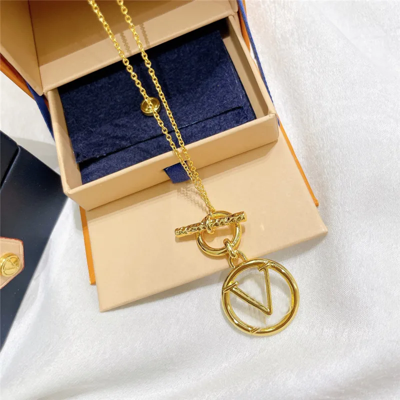 Hoop Halskette Luxus Mode Designer Schmuck Kreis Brief Anhänger Krawatte Herren Damen Marke Gold Halsketten Hochzeit Ornaments271D