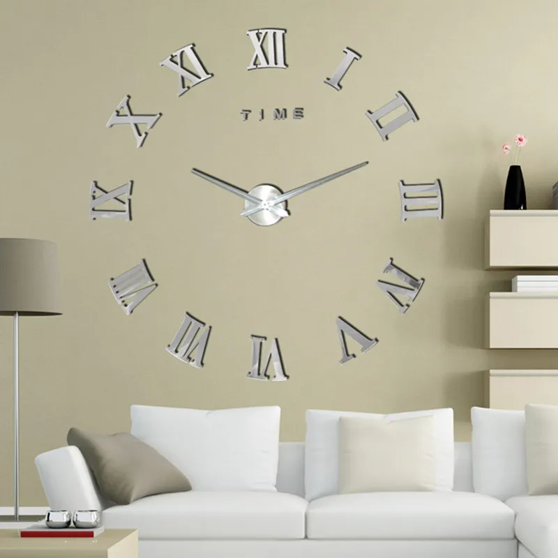 Oferta especial, reloj de pared con espejo acrílico grande 3d, reloj de cuarzo Diy, relojes de naturaleza muerta, decoración moderna para el hogar, pegatinas para el salón 220727