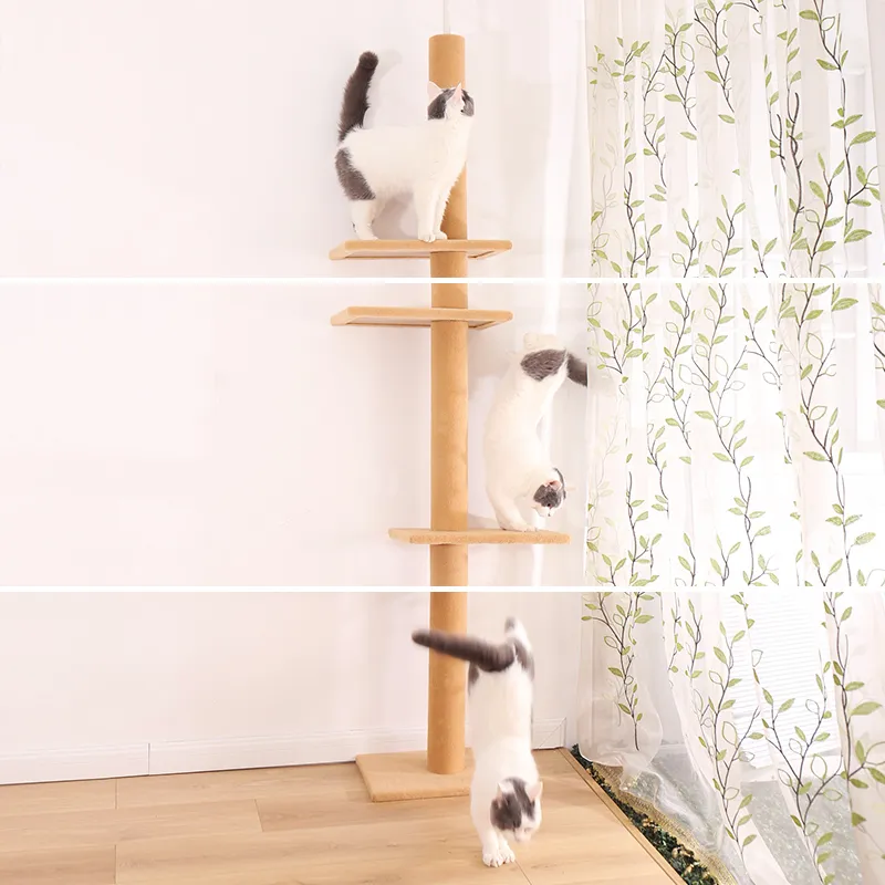 H228274cm livraison domestique poste à gratter pour animaux de compagnie réglable arbre à gratter jouet Super haut chat jouets de saut 2206248150824