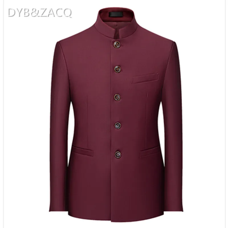 Dybzacq Homens Business Casual Moda Permanente Coleira Mao Terno Jaqueta Slim Tamanho Grande Vestido Formal Terno Casaco Masculino 5XL 6XL 4XL 220409